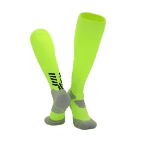 3 Pack Kids Thick Cushioned Football Socks Lime Green