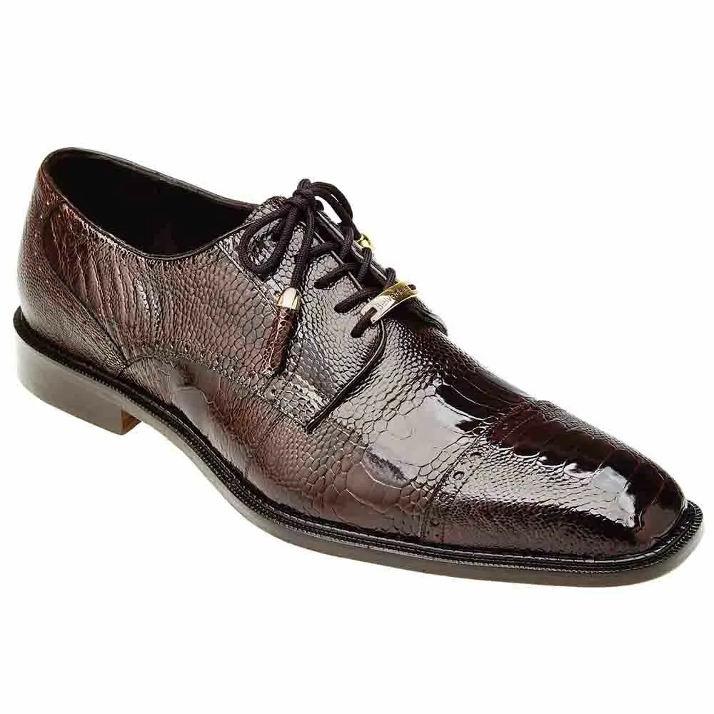 Belvedere Batta Chocolate Genuine Ostrich Men's Oxford