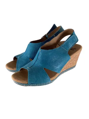 Blue Sandals Heels Wedge Clarks, Size 7.5