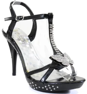 Butterfly Jeweled White Formal Wedding Bridal Heel Sandal