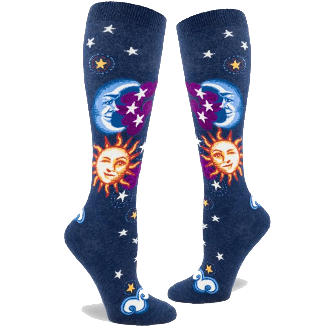 Celestial Sun & Moon Women's Knee High Socks