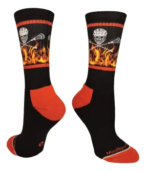 Flaming Skulls Lacrosse Athletic Crew Socks