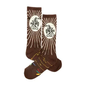 Fringe Bucking Brown Performance Boot Socks - Lucky Chuck