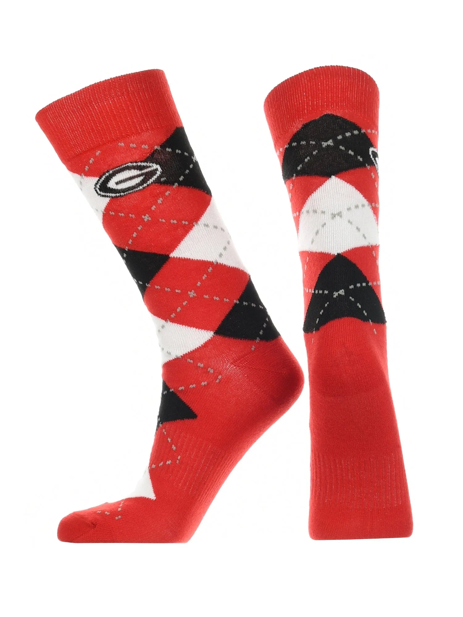 Georgia Bulldogs Argyle Dress Socks NCAA Fanwear Crew Length