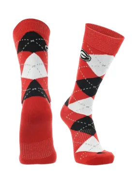 Georgia Bulldogs Argyle Dress Socks NCAA Fanwear Crew Length