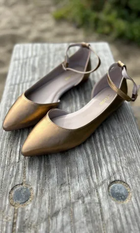 HOSS Bronze Leather Point Toe Flat