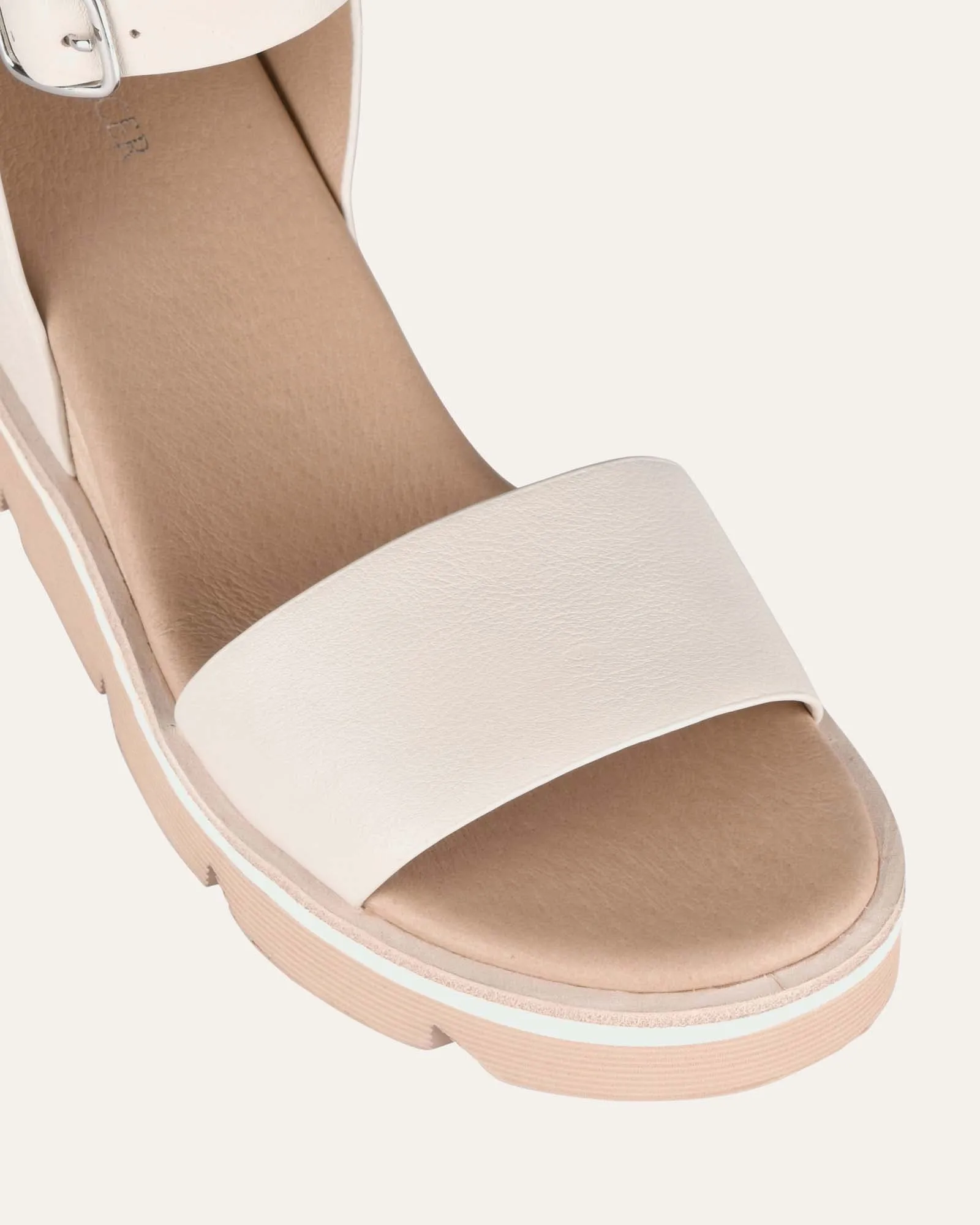 KATIE MID HEEL WEDGE SANDALS BONE LEATHER