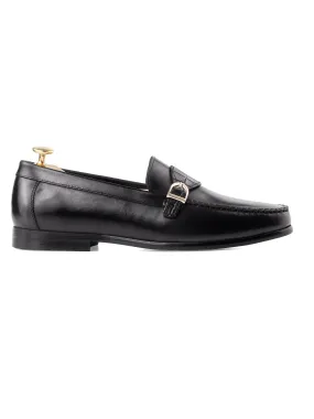 Moccasin Loafer Single Croco Strap - Black