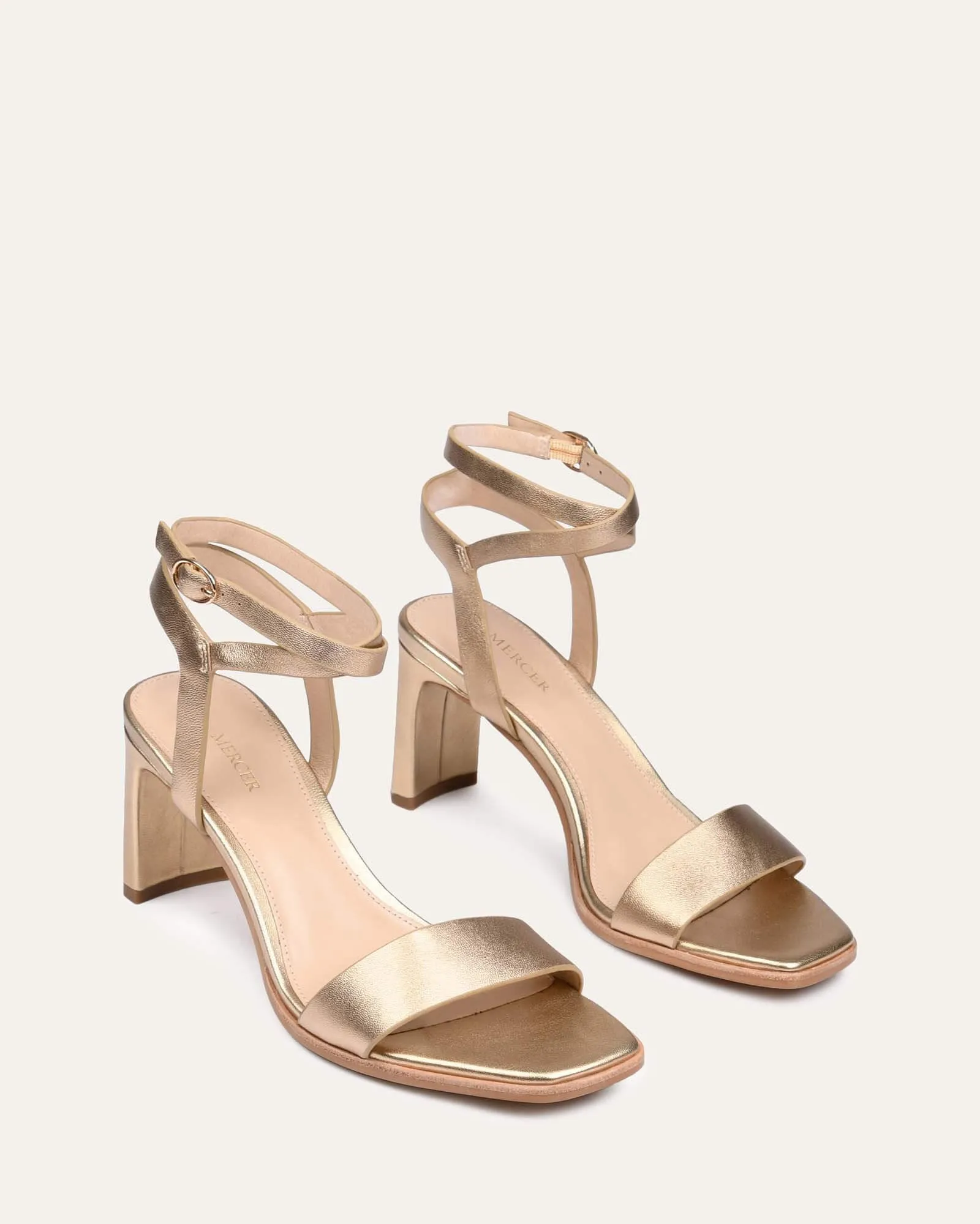 NATSU MID HEEL SANDALS SOFT GOLD LEATHER