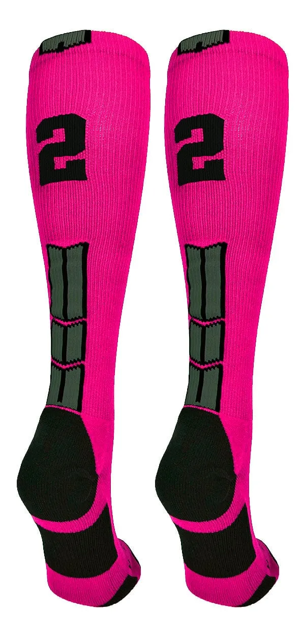 Player Id Jersey Number Socks Over the Calf Length Neon Pink Black