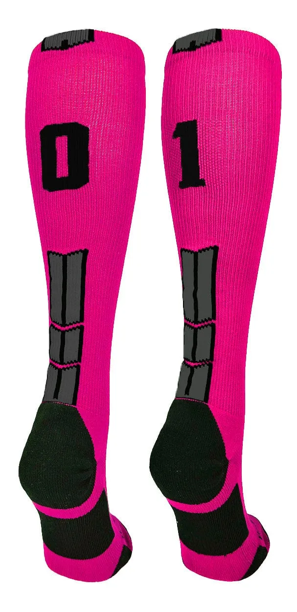 Player Id Jersey Number Socks Over the Calf Length Neon Pink Black