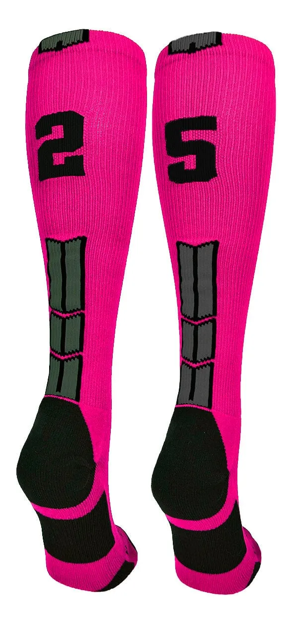 Player Id Jersey Number Socks Over the Calf Length Neon Pink Black