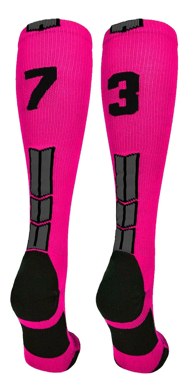 Player Id Jersey Number Socks Over the Calf Length Neon Pink Black