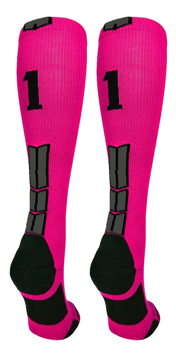 Player Id Jersey Number Socks Over the Calf Length Neon Pink Black