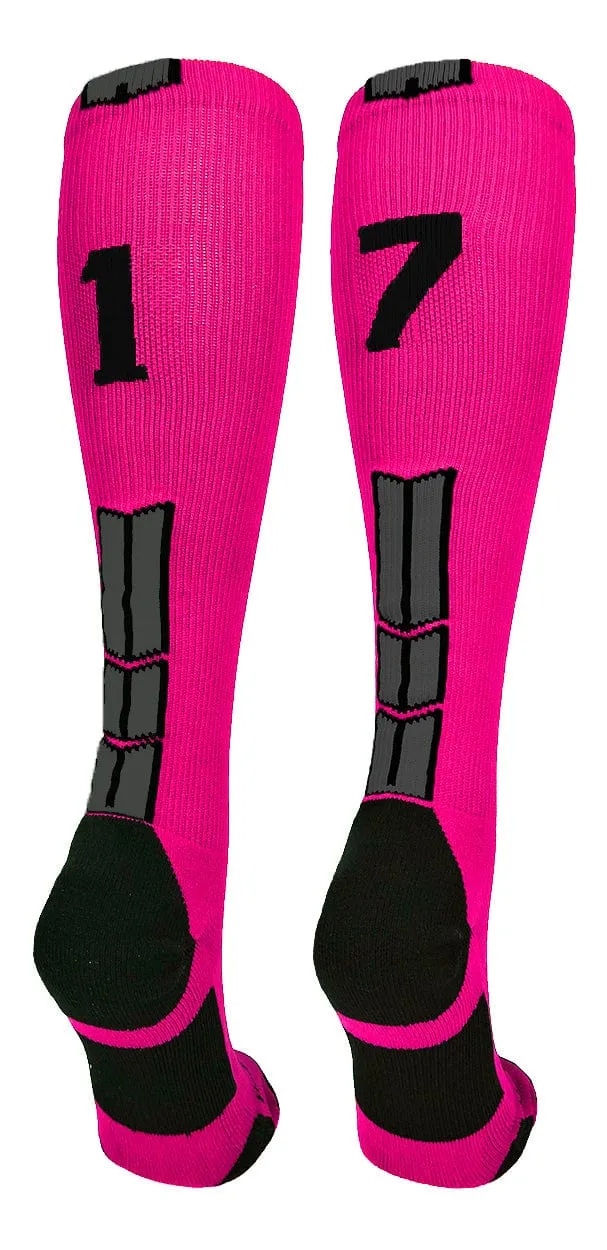 Player Id Jersey Number Socks Over the Calf Length Neon Pink Black