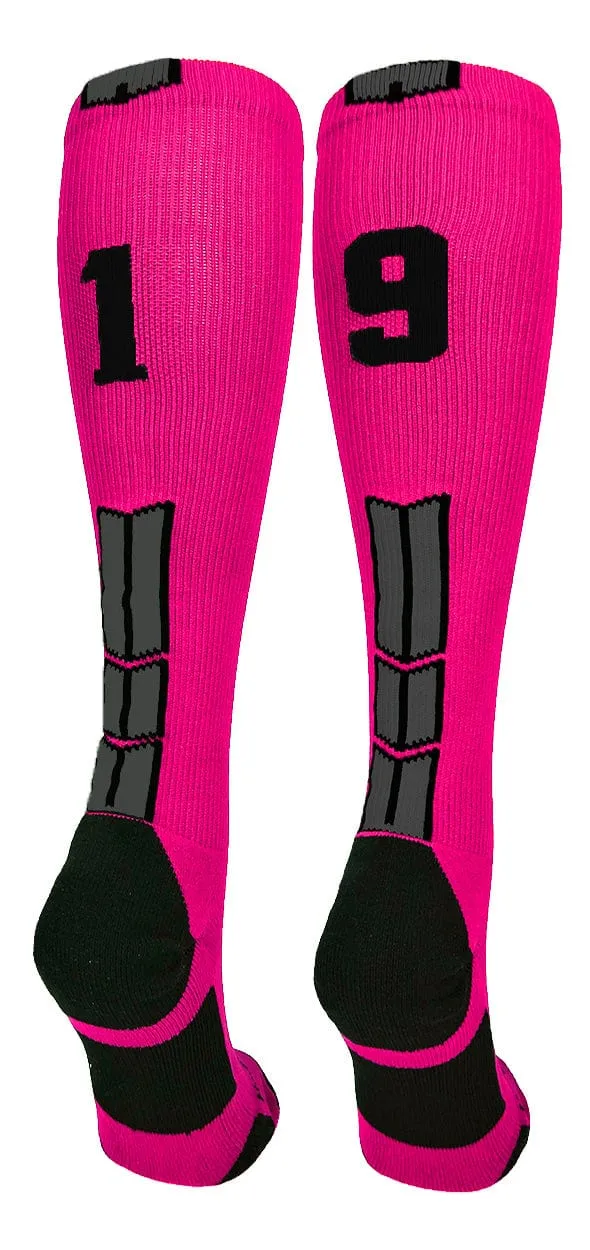 Player Id Jersey Number Socks Over the Calf Length Neon Pink Black