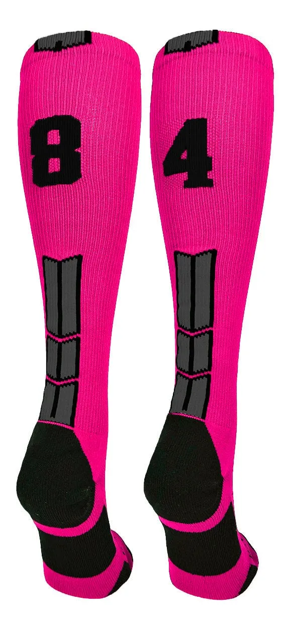 Player Id Jersey Number Socks Over the Calf Length Neon Pink Black