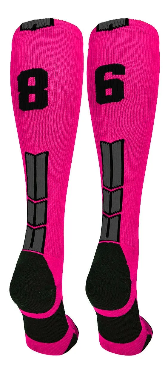 Player Id Jersey Number Socks Over the Calf Length Neon Pink Black