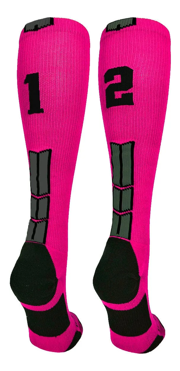 Player Id Jersey Number Socks Over the Calf Length Neon Pink Black