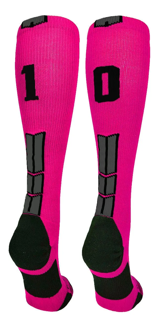 Player Id Jersey Number Socks Over the Calf Length Neon Pink Black