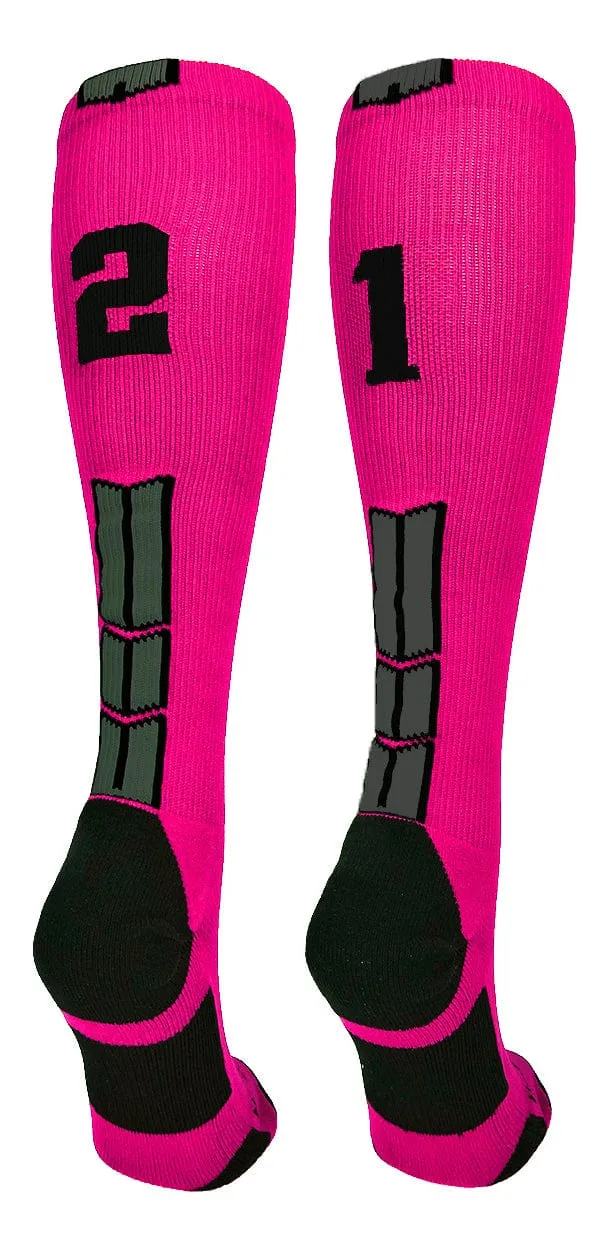 Player Id Jersey Number Socks Over the Calf Length Neon Pink Black