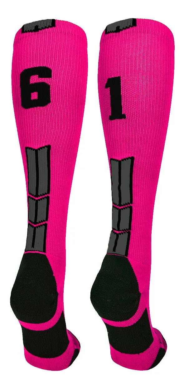 Player Id Jersey Number Socks Over the Calf Length Neon Pink Black