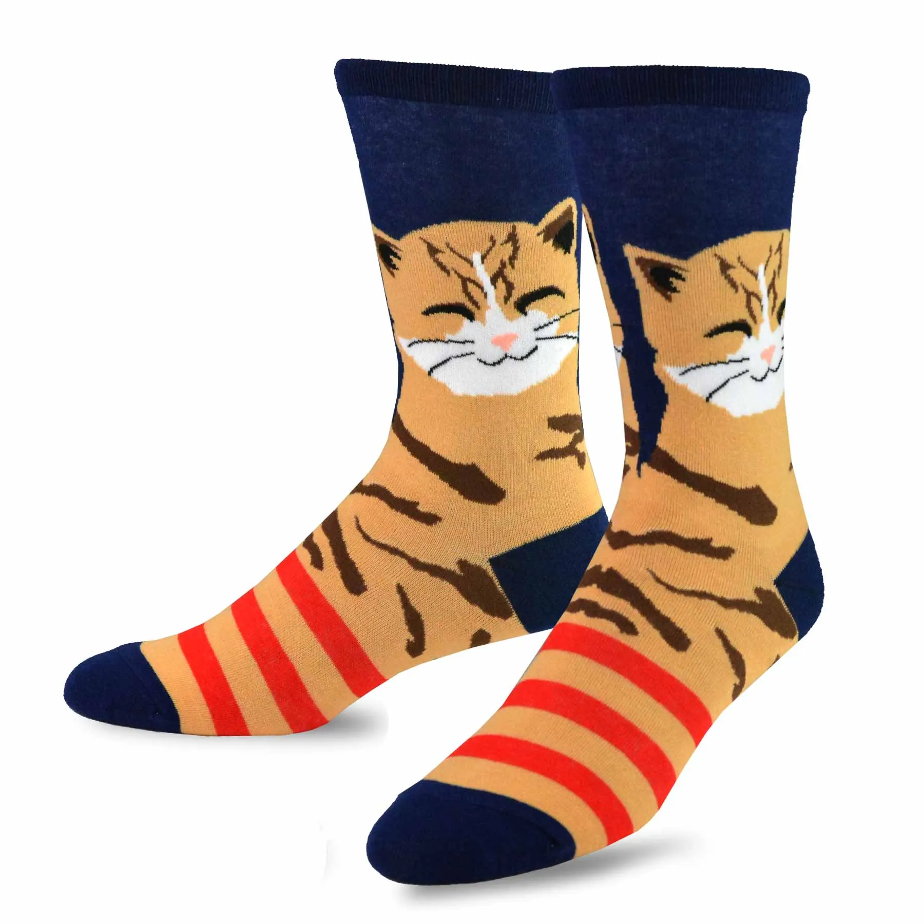 TeeHee Socks Men's Novelty Cotton Crew Cat Face 3-Pack (51133)