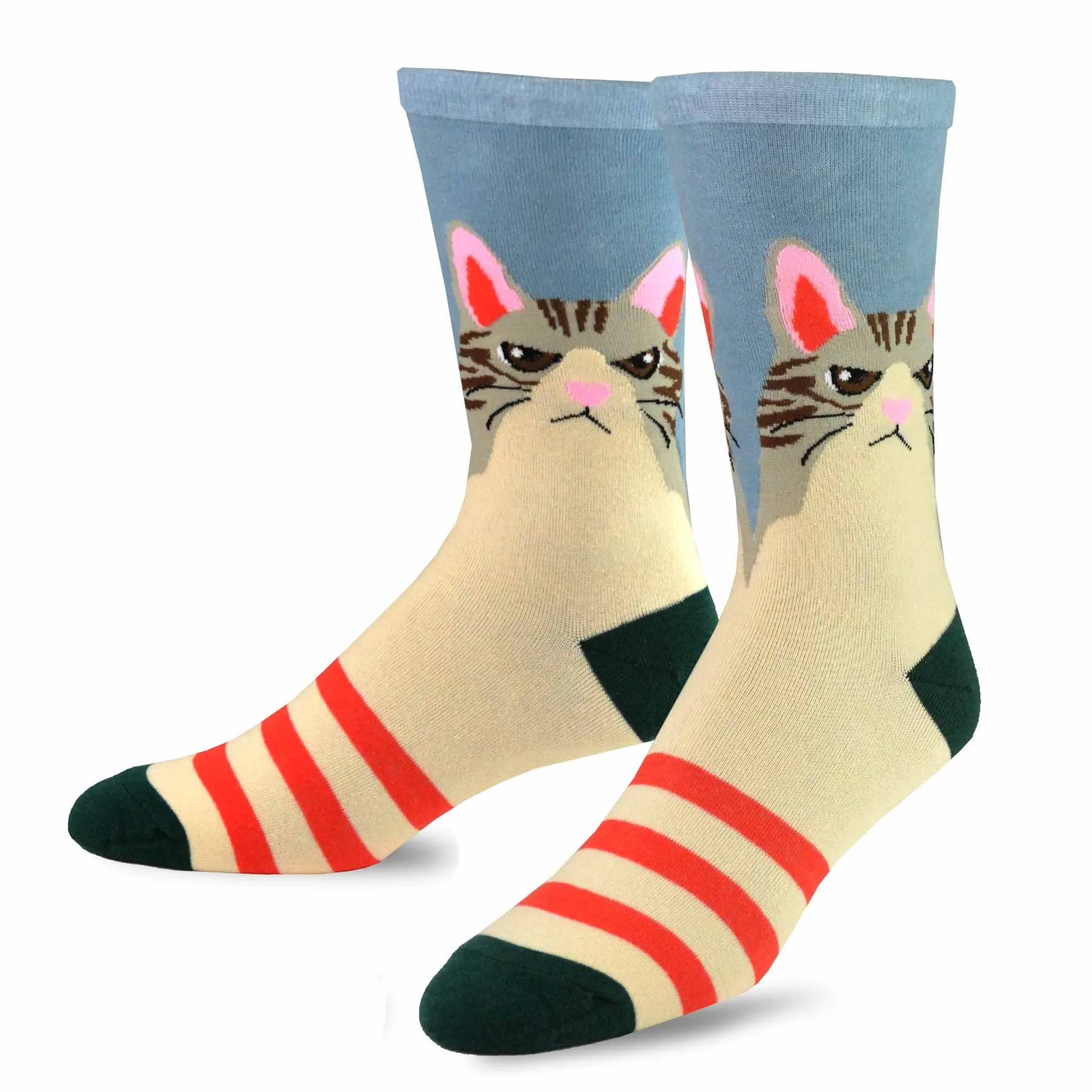 TeeHee Socks Men's Novelty Cotton Crew Cat Face 3-Pack (51133)