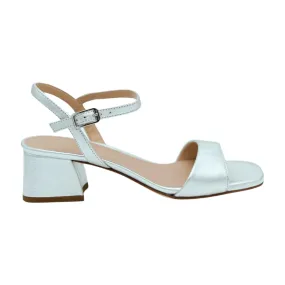 UNISA Silver Leather Block Heel Sandal  KIRK