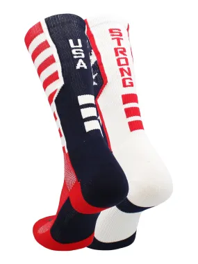 USA American Flag Socks Crew Length USA Strong